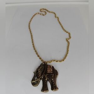 Gold-Tone Elephant Pendant Necklace 14k Gold Plated Chain - Gold
